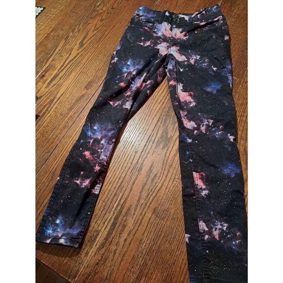 Size Jr Juniors 7 HT Denim Hot Topic Space Universe HI Rise Super Skinny Pants - Picture 1 of 4